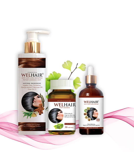 Bộ sản phẩm Welhair ngăn ngừa rụng tóc, bảo vệ chân tóc và giúp kích thích mọc tóc nhanh