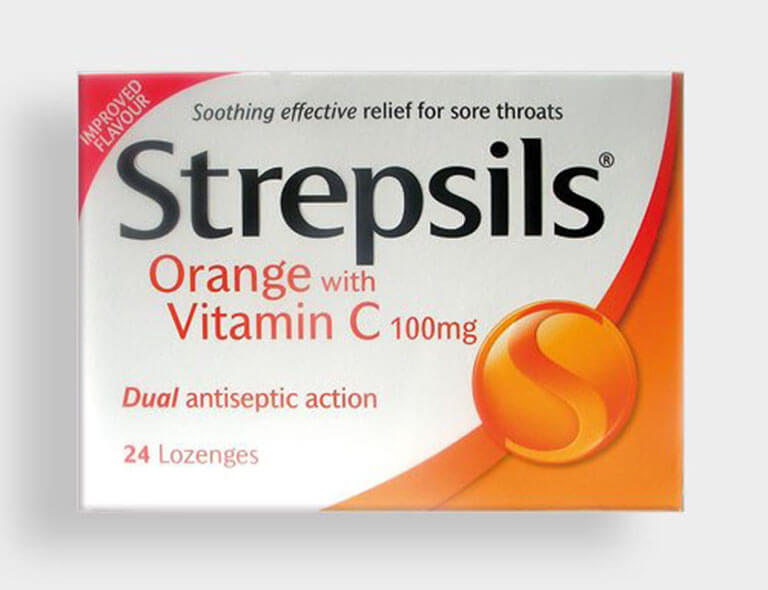 Kẹo ngậm trị đau họng Strepsils