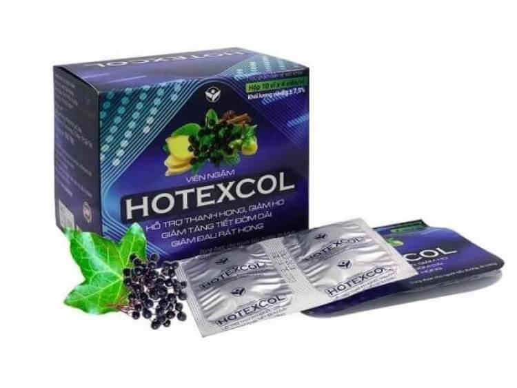 Sản phẩm viên ngậm Hotexcol có tác dụng giảm đau rát cổ họng, khàn tiếng