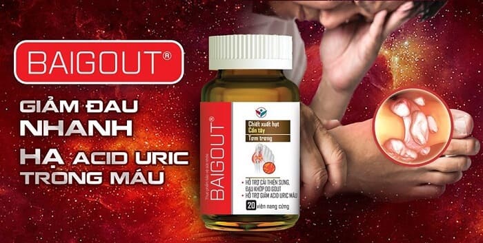 Sản phẩm Baigout giúp giảm đau nhanh và hạ acid uric trong máu