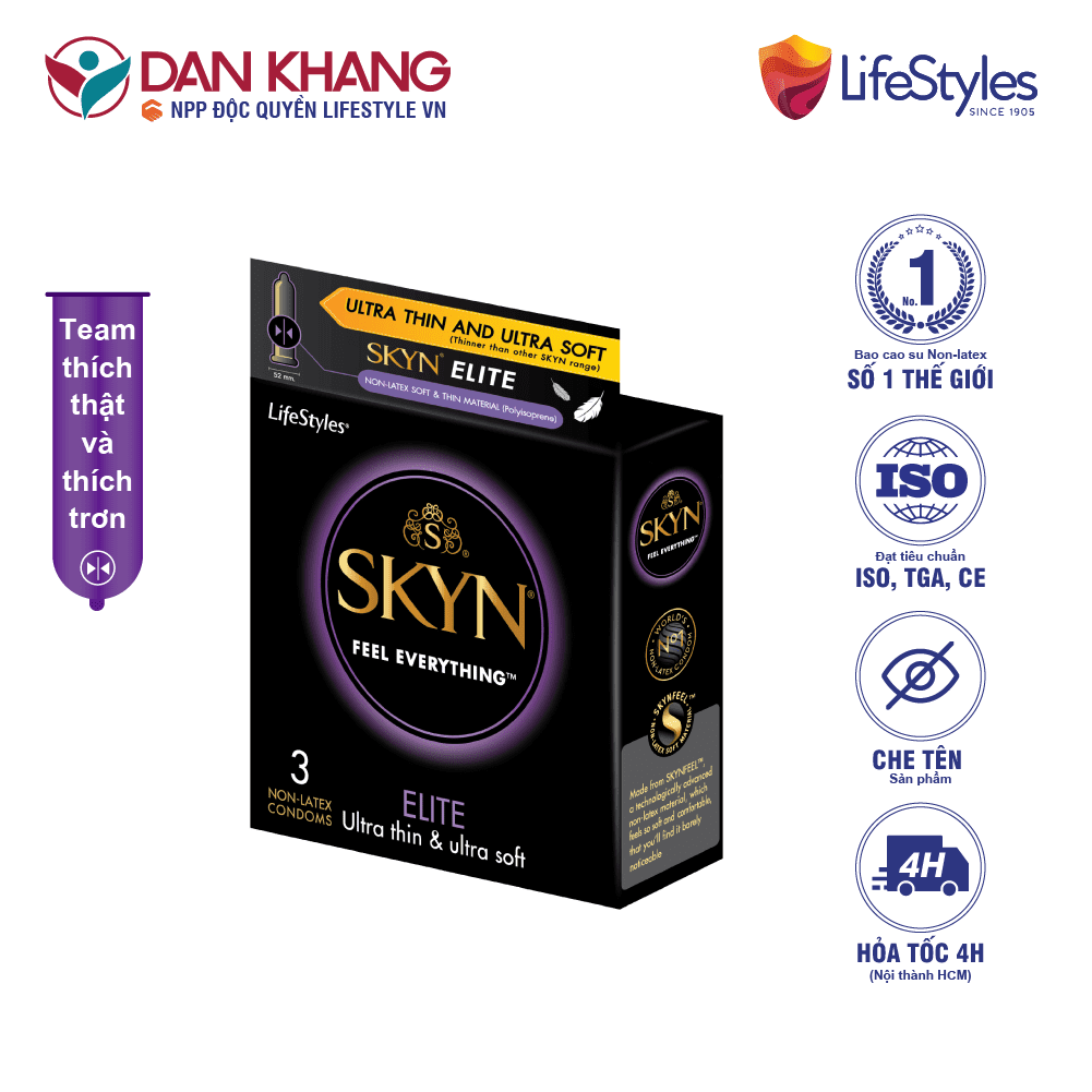 Bao cao su LifeStyles SKYN Elite Non-latex